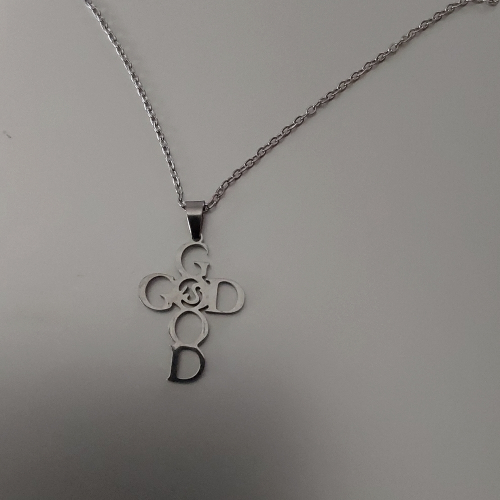 GOD IS good, Stainless steel Cross 18 inch chain Necklace